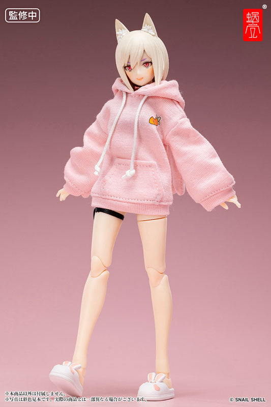 GNPROJECT Option Costume Bunny Ear Hoodie (Pink), Bunny Slippers (White) (DOLL ACCESSORY) 