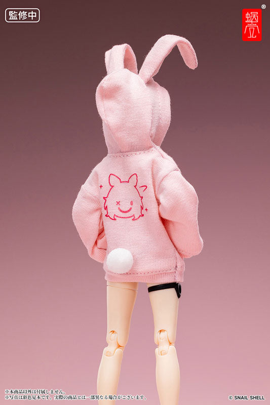 GNPROJECT Option Costume Bunny Ear Hoodie (Pink), Bunny Slippers (White) (DOLL ACCESSORY) 