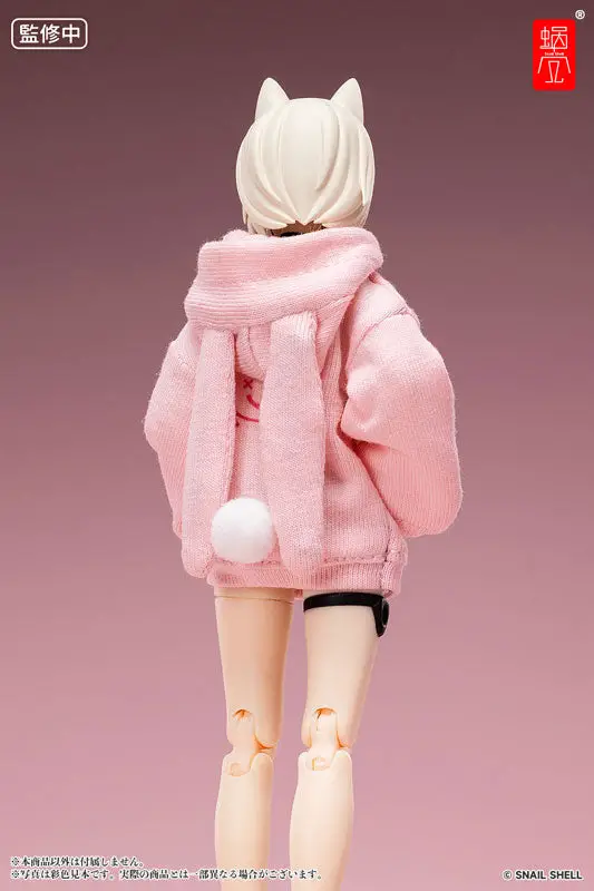 GNPROJECT Option Costume Bunny Ear Hoodie (Pink), Bunny Slippers (White) (DOLL ACCESSORY) 