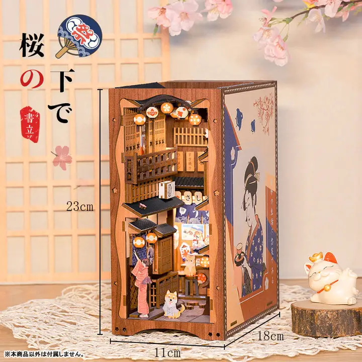 Miniature Dollhouse under the sakura tree Wooden Handmade Kit