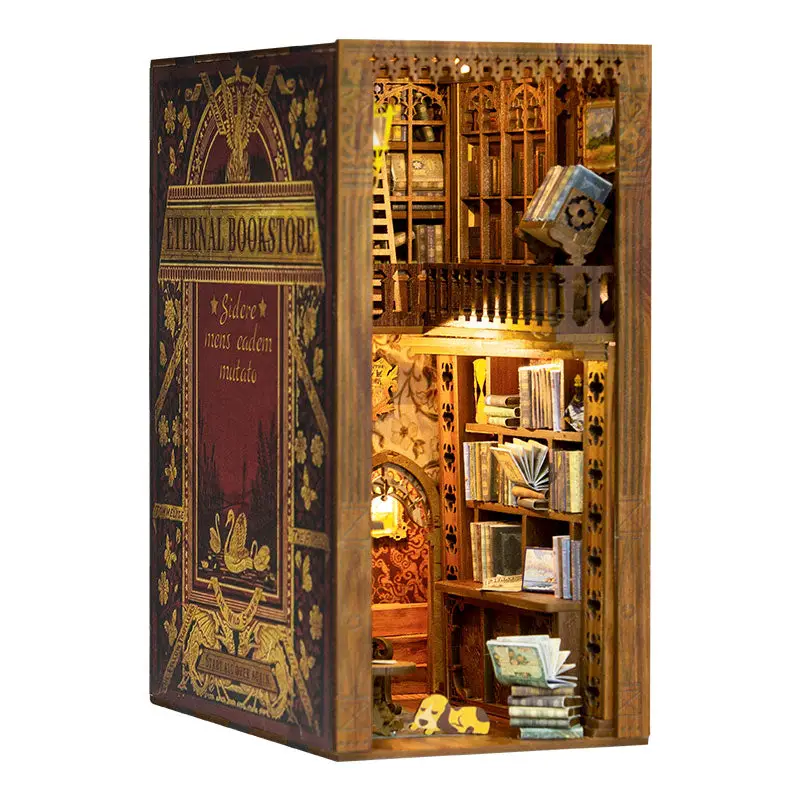 Miniature Doll House Eternal Bookstore Wooden Handmade Kit