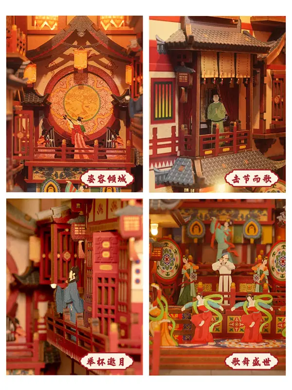 Miniature Doll House The Longest Day in Chang'an Wooden DIY Kit w/Motion Detector