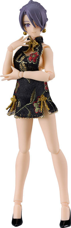 figma Female body (Mika) with Mini Skirt Chinese Dress Outfit (Black)