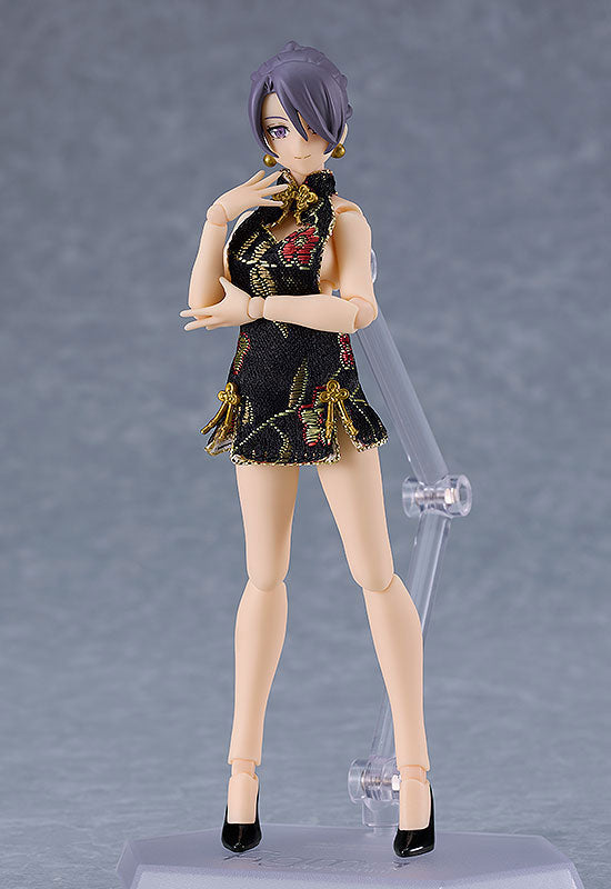 figma Female body (Mika) with Mini Skirt Chinese Dress Outfit (Black)