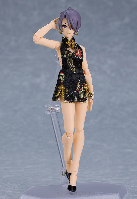 figma Female body (Mika) with Mini Skirt Chinese Dress Outfit (Black)