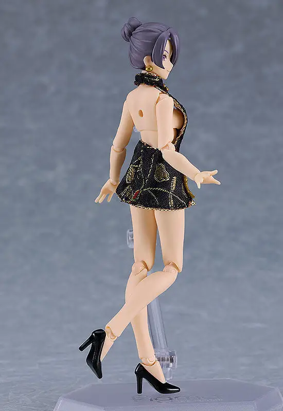 figma Female body (Mika) with Mini Skirt Chinese Dress Outfit (Black)