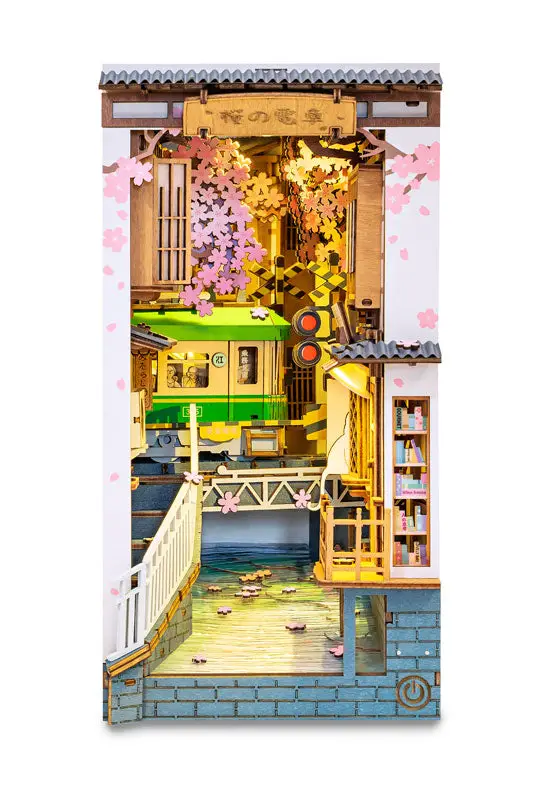 DIY Book Nook Cherry-blossom Train Wooden DIY Kit